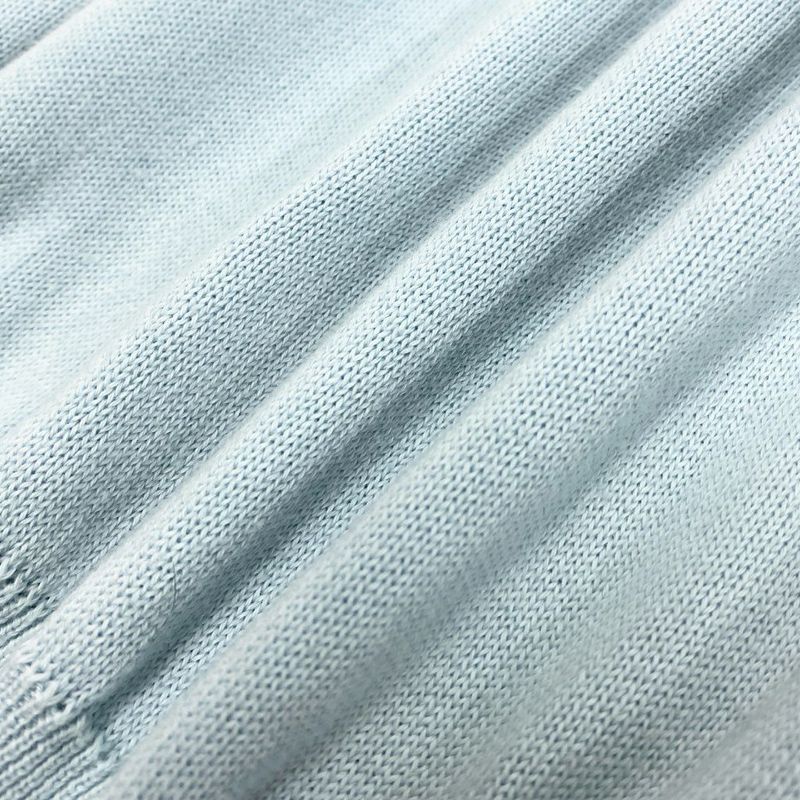 Loro Piana V-neck Knit Sweater Top 52 Light Blue Cotton
