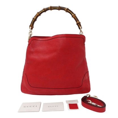 Gucci Bag Women's Brand Handbag Shoulder Bag 2way Bamboo Leather Red 282315