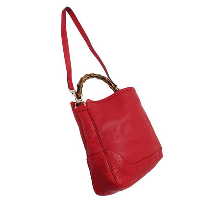 Gucci Bag Women's Brand Handbag Shoulder Bag 2way Bamboo Leather Red 282315