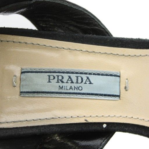 Prada Sandals Thick Sole Strap Suede 35.5 Black AN12