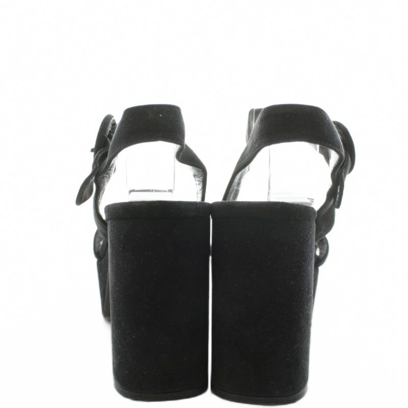 Prada Sandals Thick Sole Strap Suede 35.5 Black AN12