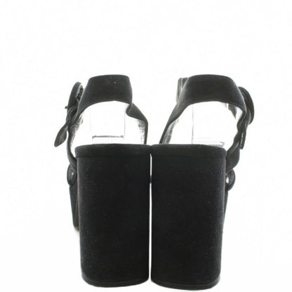 Prada Sandals Thick Sole Strap Suede 35.5 Black AN12