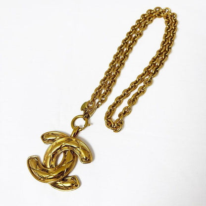 Chanel Necklace CC Logo Chain Quilted Vintage