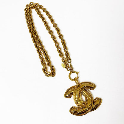 Chanel Necklace CC Logo Chain Quilted Vintage