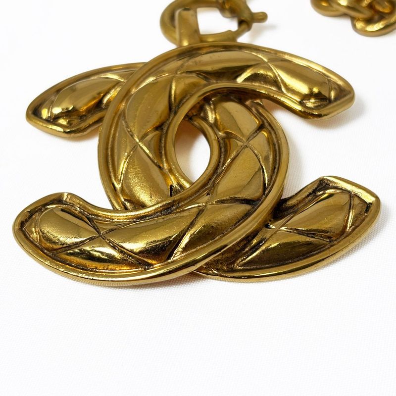 Chanel Necklace CC Logo Chain Quilted Vintage