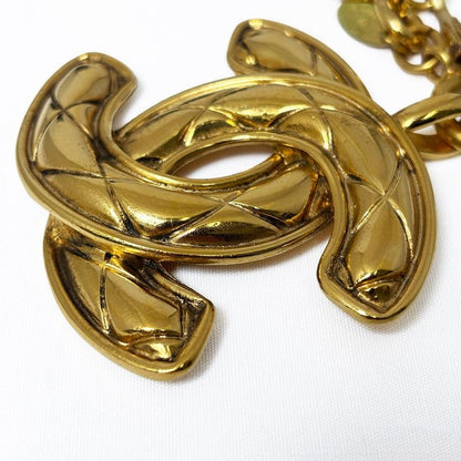 Chanel Necklace CC Logo Chain Quilted Vintage