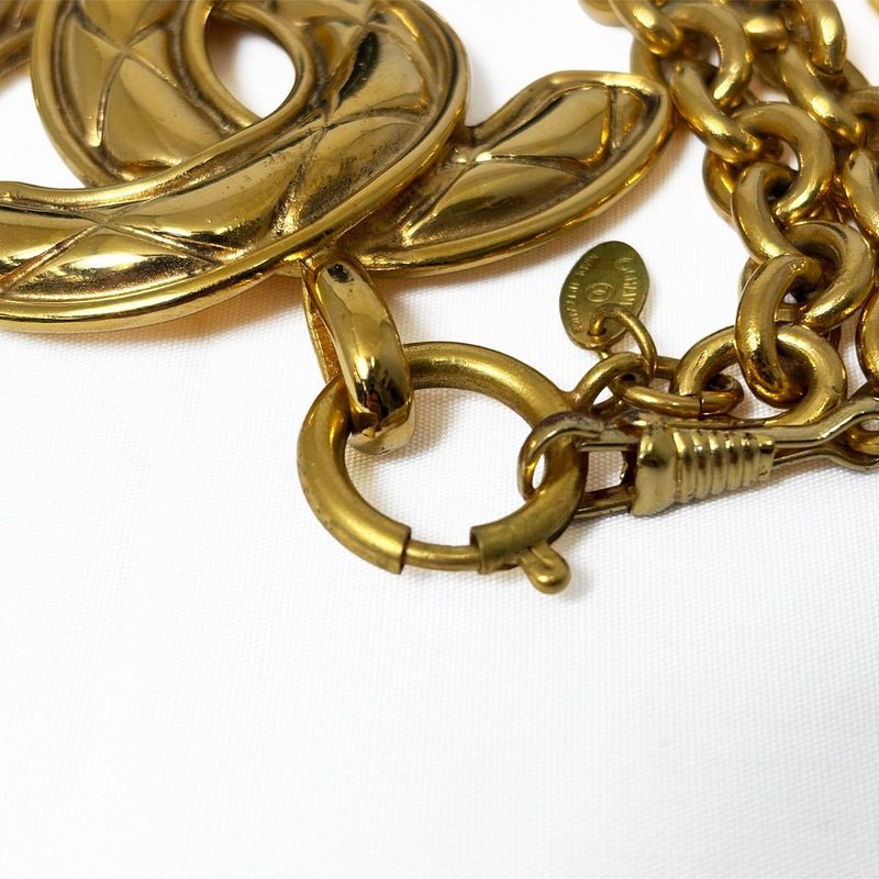 Chanel Necklace CC Logo Chain Quilted Vintage