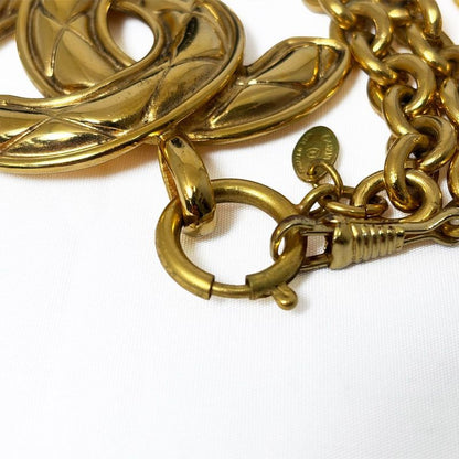 Chanel Necklace CC Logo Chain Quilted Vintage