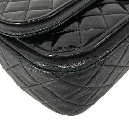 Chanel Shoulder Bag Single Flap Matelasse Black Chain Shoulder Silver Hardware