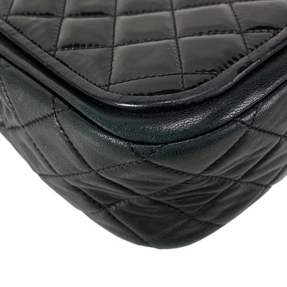 Chanel Shoulder Bag Single Flap Matelasse Black Chain Shoulder Silver Hardware