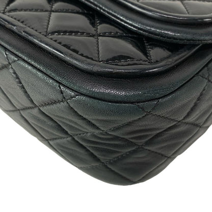 Chanel Shoulder Bag Single Flap Matelasse Black Chain Shoulder Silver Hardware