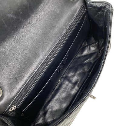 Chanel Shoulder Bag Single Flap Matelasse Black Chain Shoulder Silver Hardware