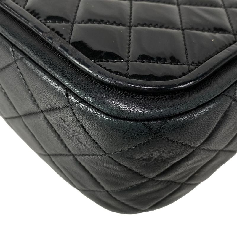 Chanel Shoulder Bag Single Flap Matelasse Black Chain Shoulder Silver Hardware
