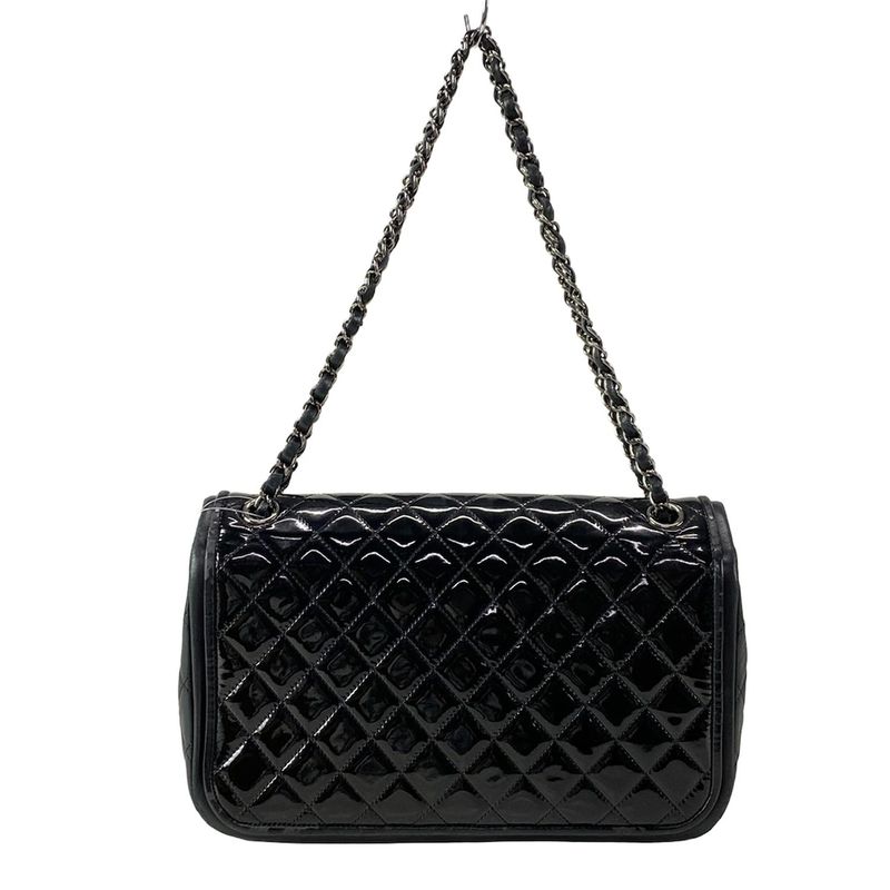 Chanel Shoulder Bag Single Flap Matelasse Black Chain Shoulder Silver Hardware