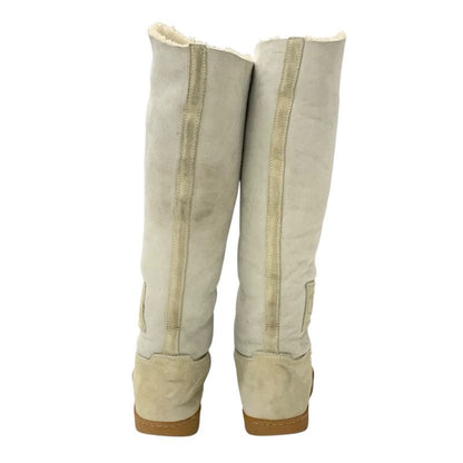 Chanel Boots Long Boots Shoes Suede Beige Shearling Boots Here Mark