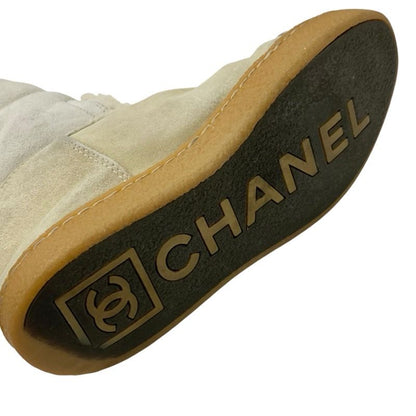 Chanel Boots Long Boots Shoes Suede Beige Shearling Boots Here Mark