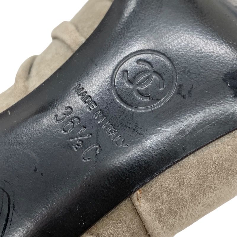 Chanel Boots Short Boots Shoes Suede Beige Gray Silver Booties Camellia Here