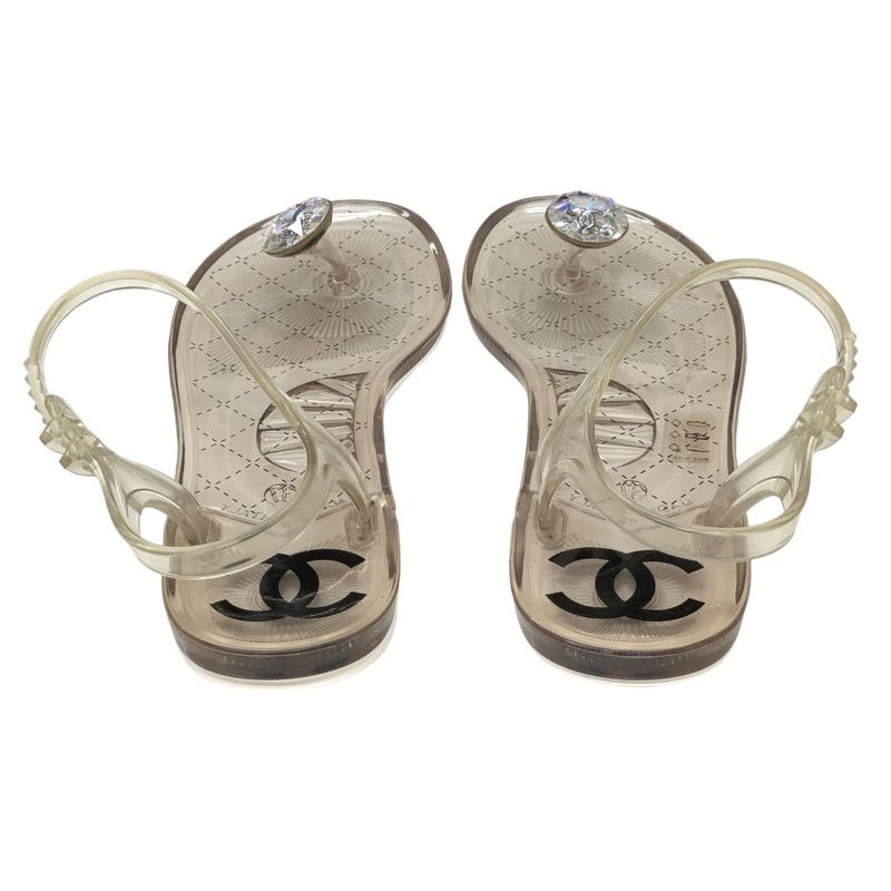 Chanel Sandals Shoes Rubber Clear Thong Sandals Flat Sandals Here Mark Bijou