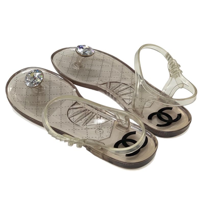 Chanel Sandals Shoes Rubber Clear Thong Sandals Flat Sandals Here Mark Bijou