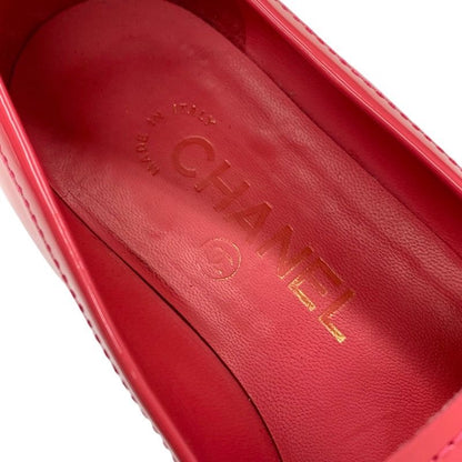 Chanel Loafers Leather Shoes Patent Pink Here Mark Enamel Flat Shoes