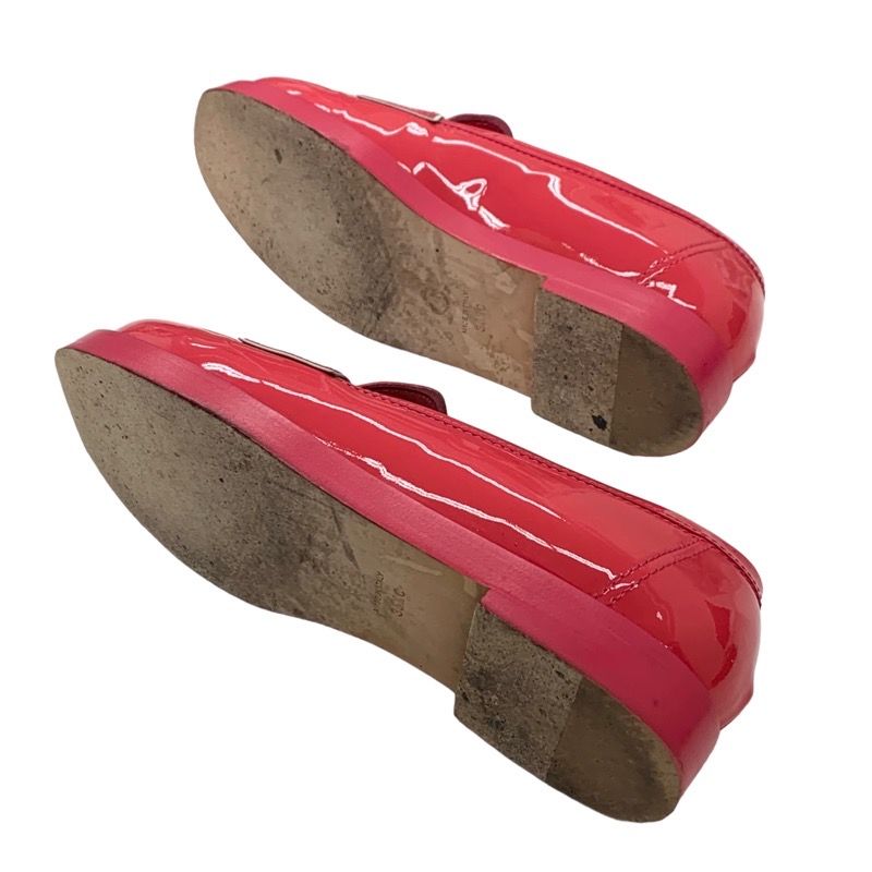 Chanel Loafers Leather Shoes Patent Pink Here Mark Enamel Flat Shoes