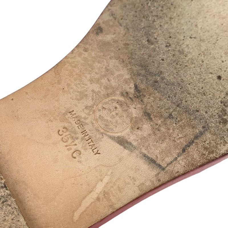 Chanel Loafers Leather Shoes Patent Pink Here Mark Enamel Flat Shoes