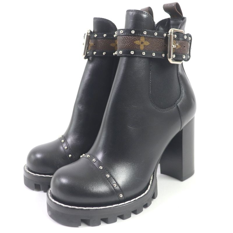 □louis Vuitton Star Trail Line Leather Monogram Studded Belt Side Gore Boots