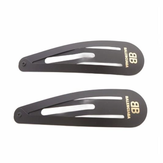Balenciaga Holli Xxl Snap Clip Hair Clip Set Logo Black