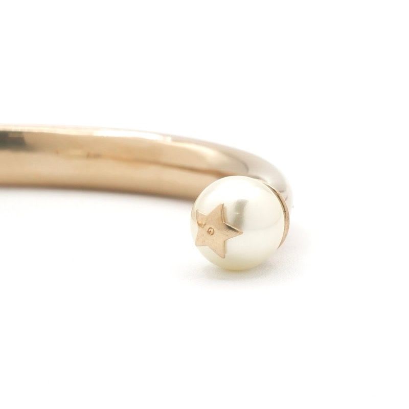 Christian Dior Tribales Bracelet Bangle Gold Logo Pearl Star
