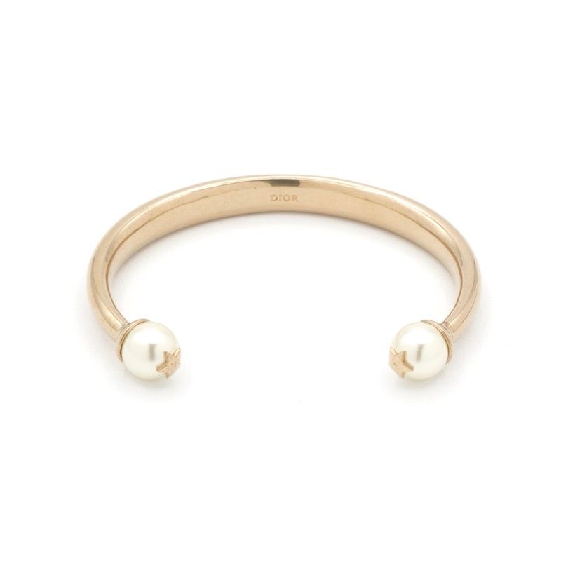 Christian Dior Tribales Bracelet Bangle Gold Logo Pearl Star
