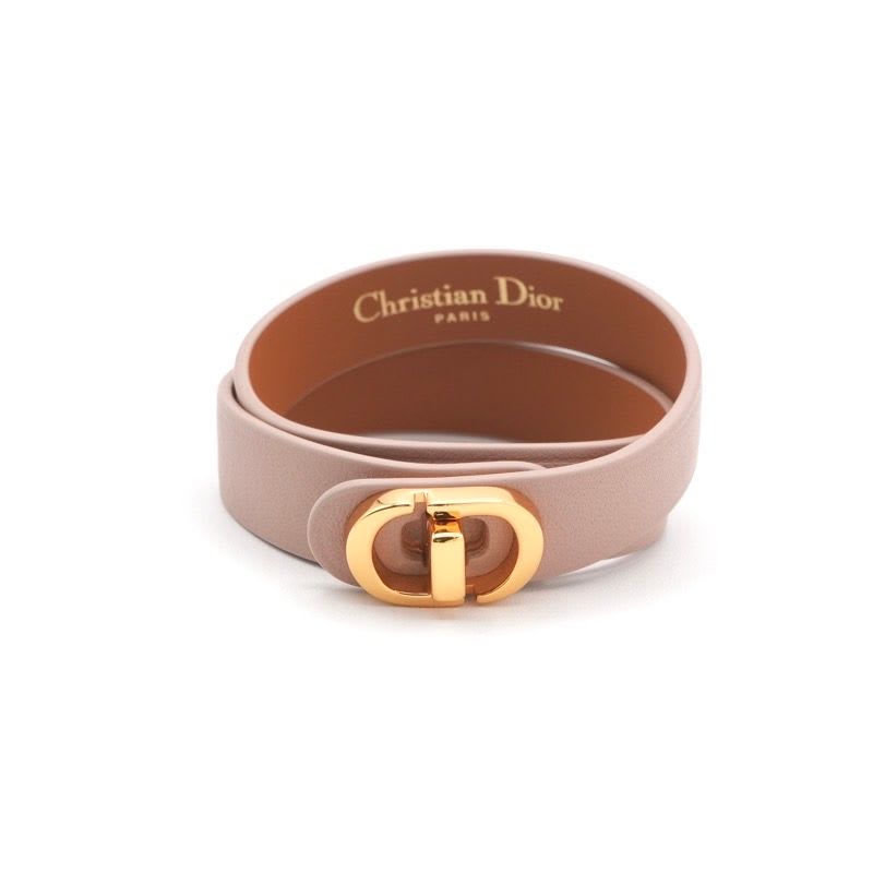 Christian Dior 30 Montaigne Bracelet Double CD Logo Leather Pink