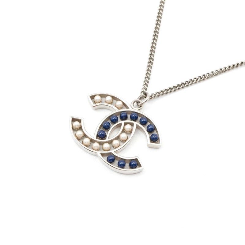 Chanel GP Silver Navy Coco Mark Pearl