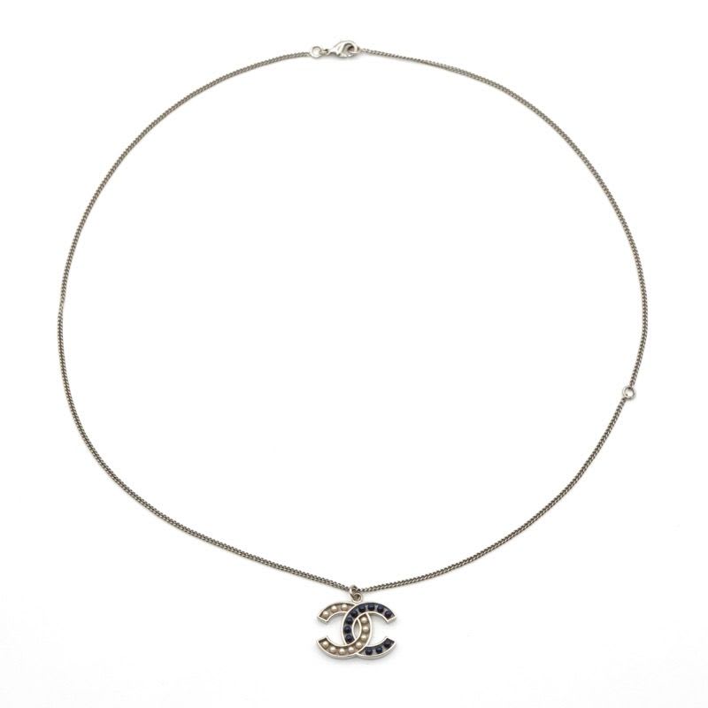 Chanel GP Silver Navy Coco Mark Pearl