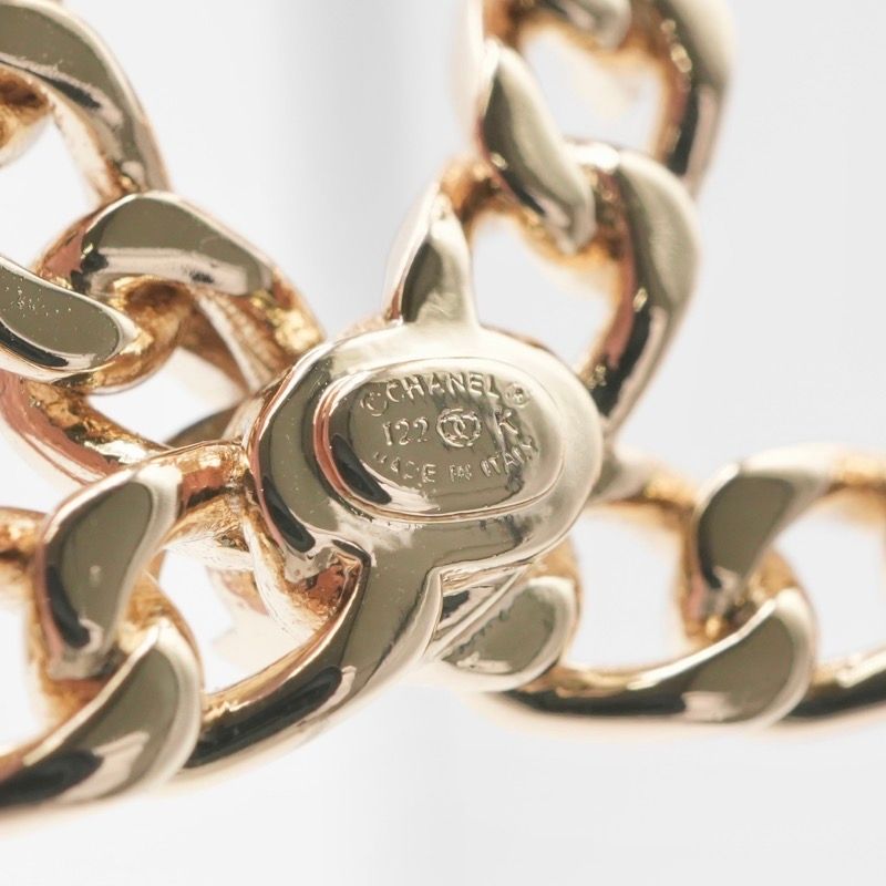 Chanel Brooch Corsage Gold Coco Mark Rhinestone Chain