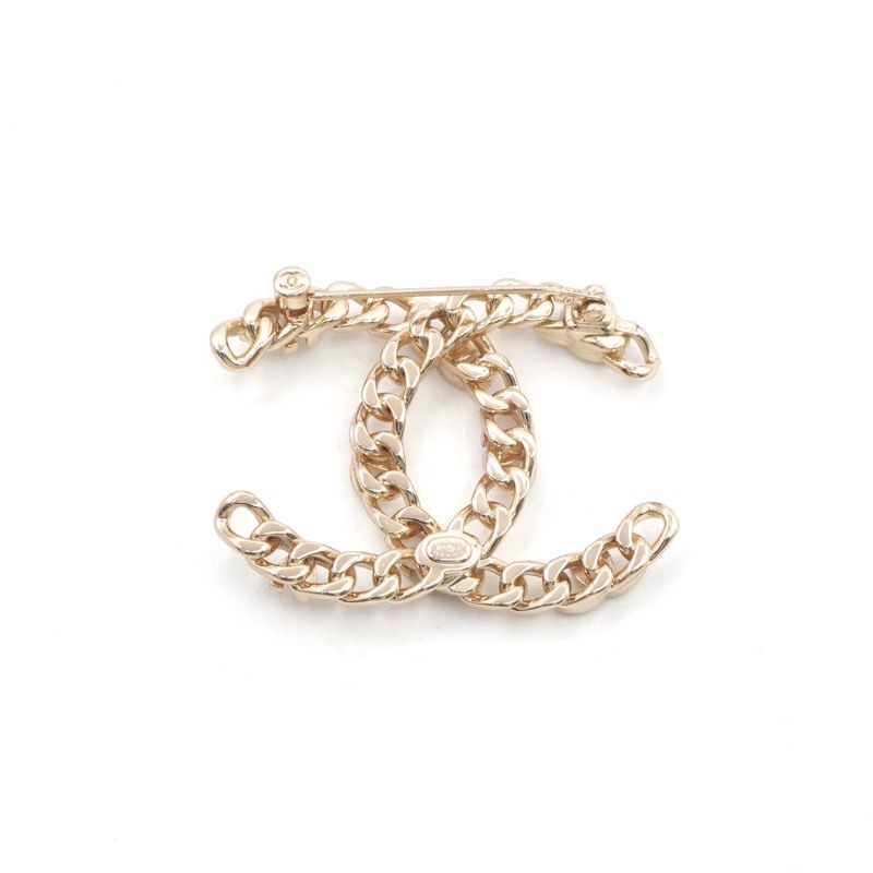 Chanel Brooch Corsage Gold Coco Mark Rhinestone Chain