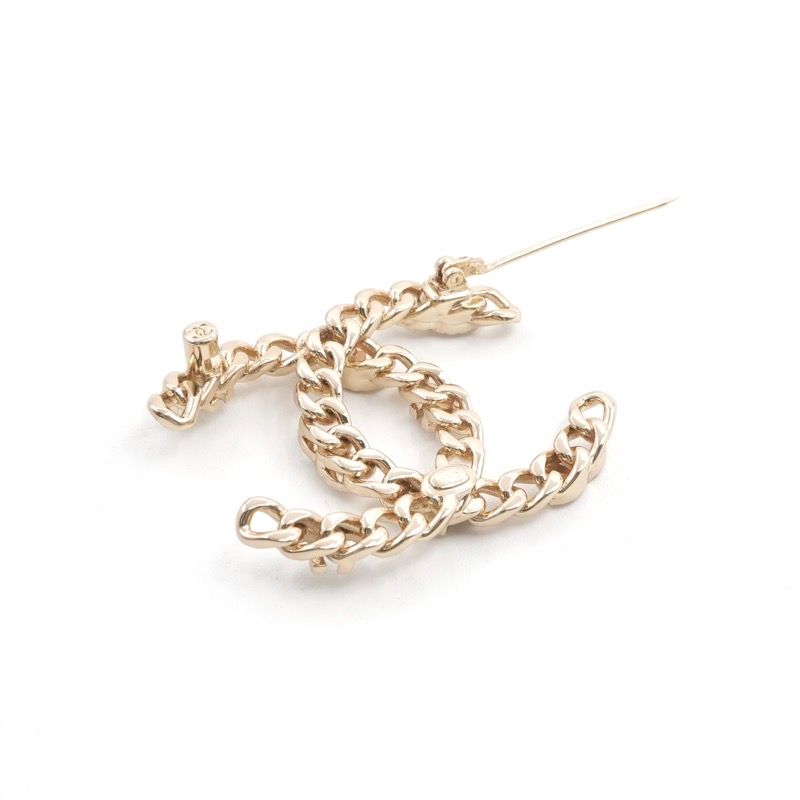 Chanel Brooch Corsage Gold Coco Mark Rhinestone Chain