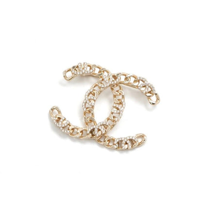 Chanel Brooch Corsage Gold Coco Mark Rhinestone Chain