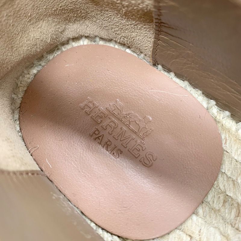 Hermes Trip Loafers Flat Shoes Espadrilles Rope Sole Suede Beige