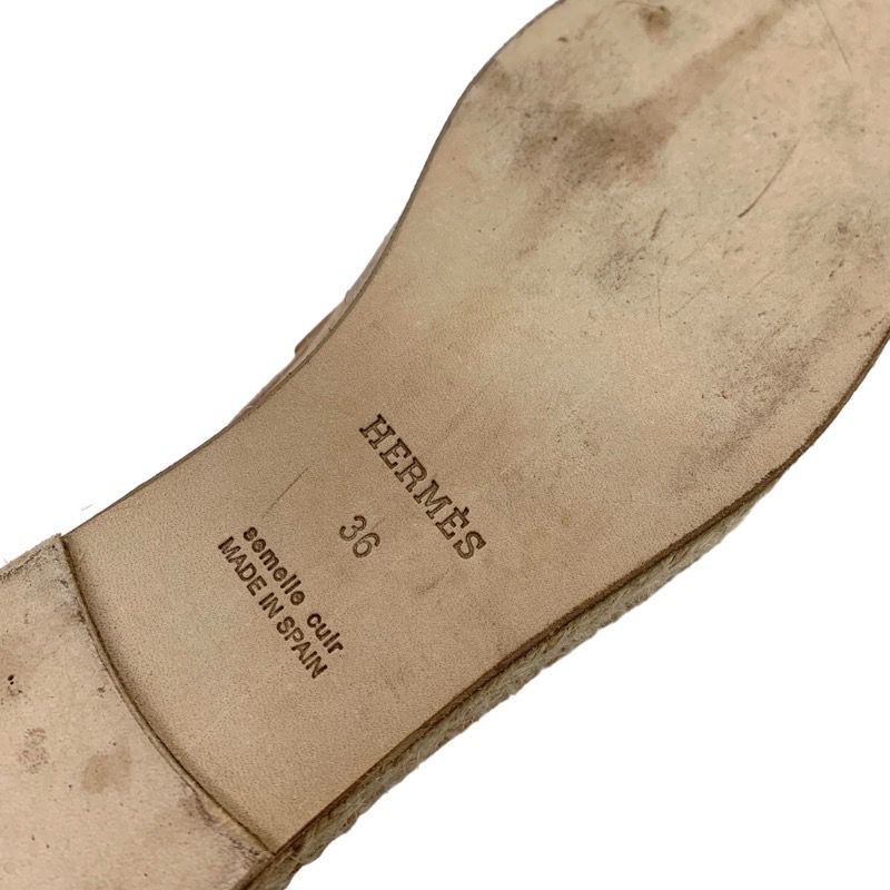 Hermes Trip Loafers Flat Shoes Espadrilles Rope Sole Suede Beige