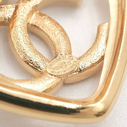 Chanel Brooch Corsage Gold Heart Here Mark Rhinestone