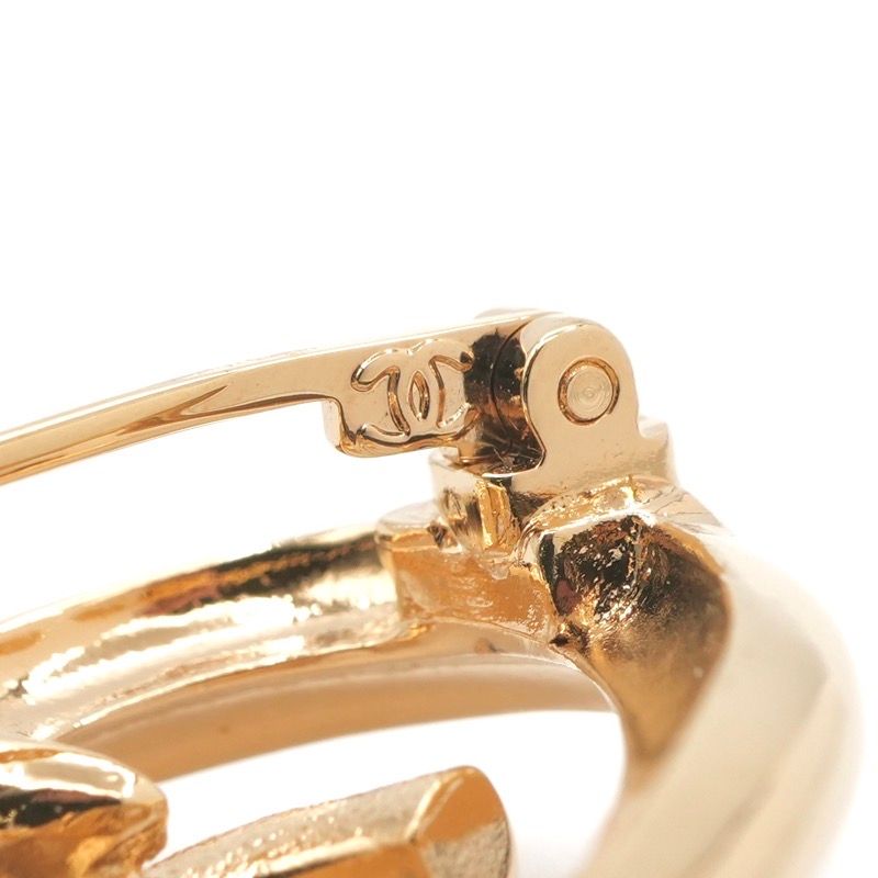 Chanel Brooch Corsage Gold Heart Here Mark Rhinestone