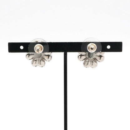 Chanel Earrings Cocomark Heart Flower Rhinestone Silver