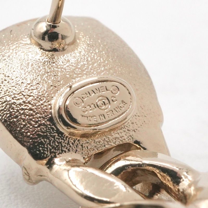 Chanel Earrings Earring Gold Coco Mark Heart Rhinestone