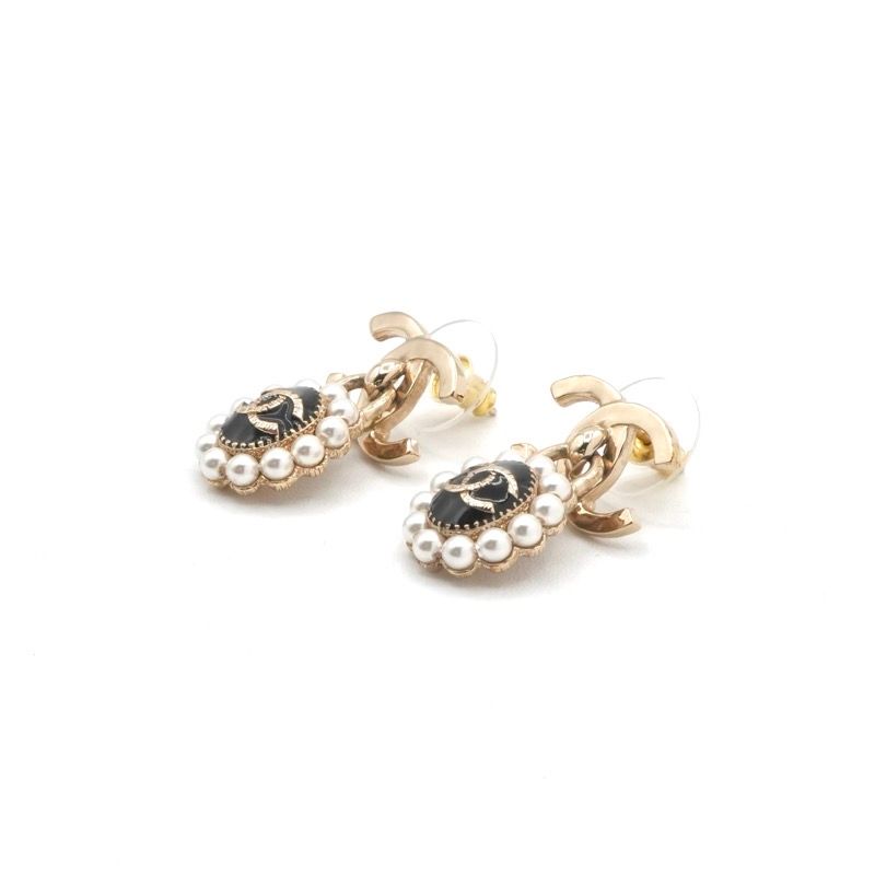 Chanel Earrings Earring Gold Black Coco Mark