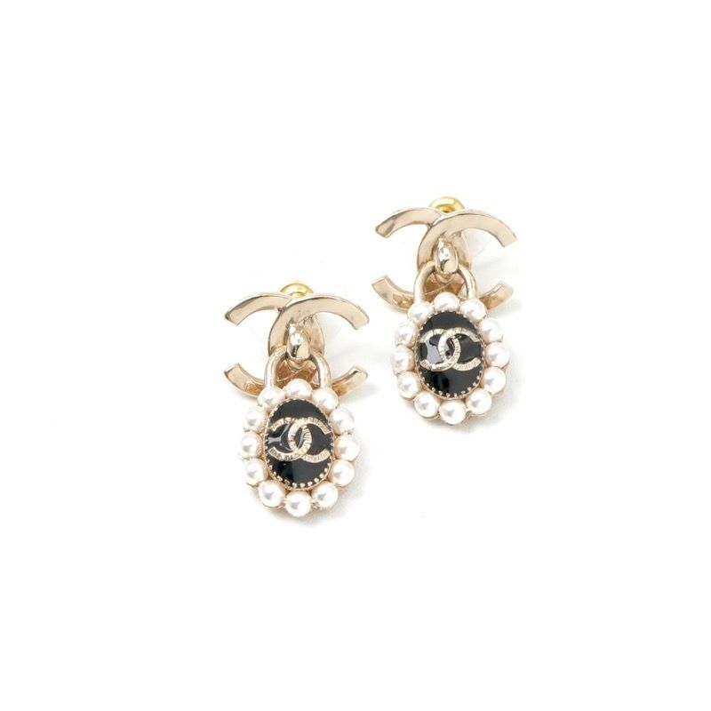 Chanel Earrings Earring Gold Black Coco Mark