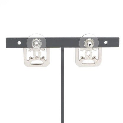 Chanel Earrings Earring Silver Coco Mark Rhinestone