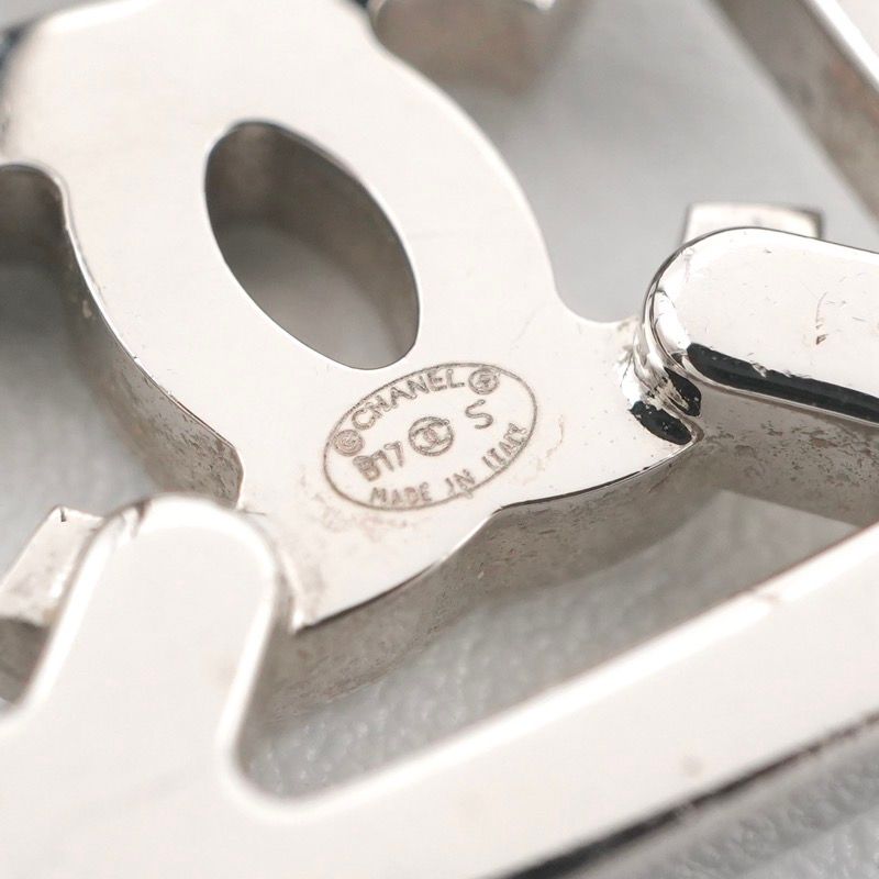 Chanel Earrings Earring Silver Coco Mark Rhinestone