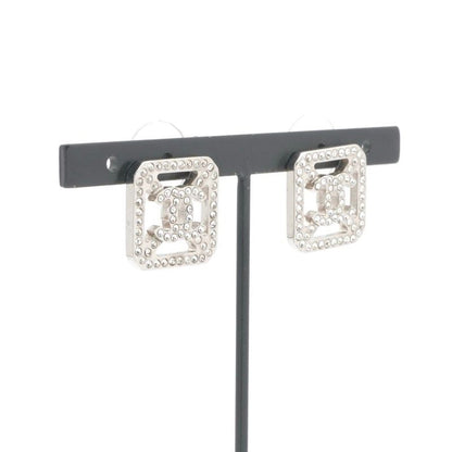 Chanel Earrings Earring Silver Coco Mark Rhinestone