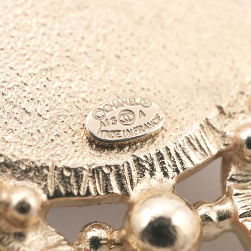 Chanel Brooch Corsage Gold Red Here Mark Pearl Bijou Tweed