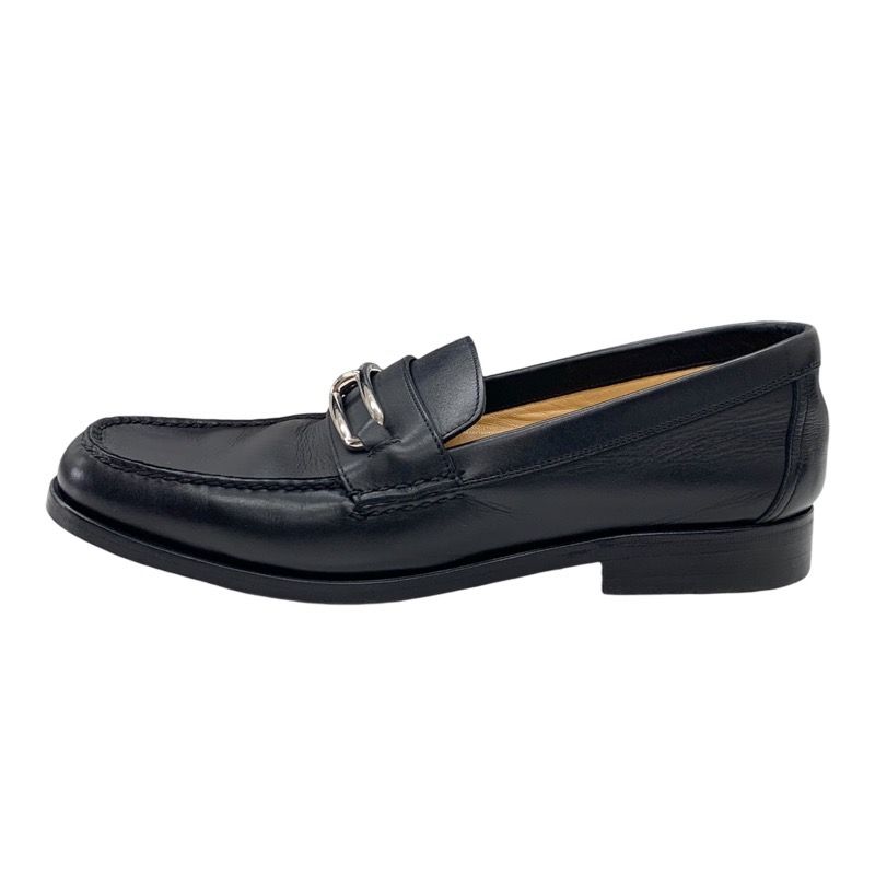Hermes Colette Loafer Leather Shoes Leather Black Silver Moccasin Flat Shoes